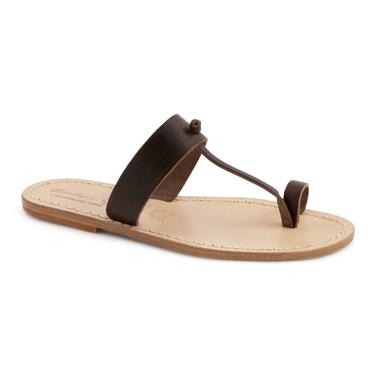 Brown leather thong sandals Handmade in Italy | Gianluca - The leather ...