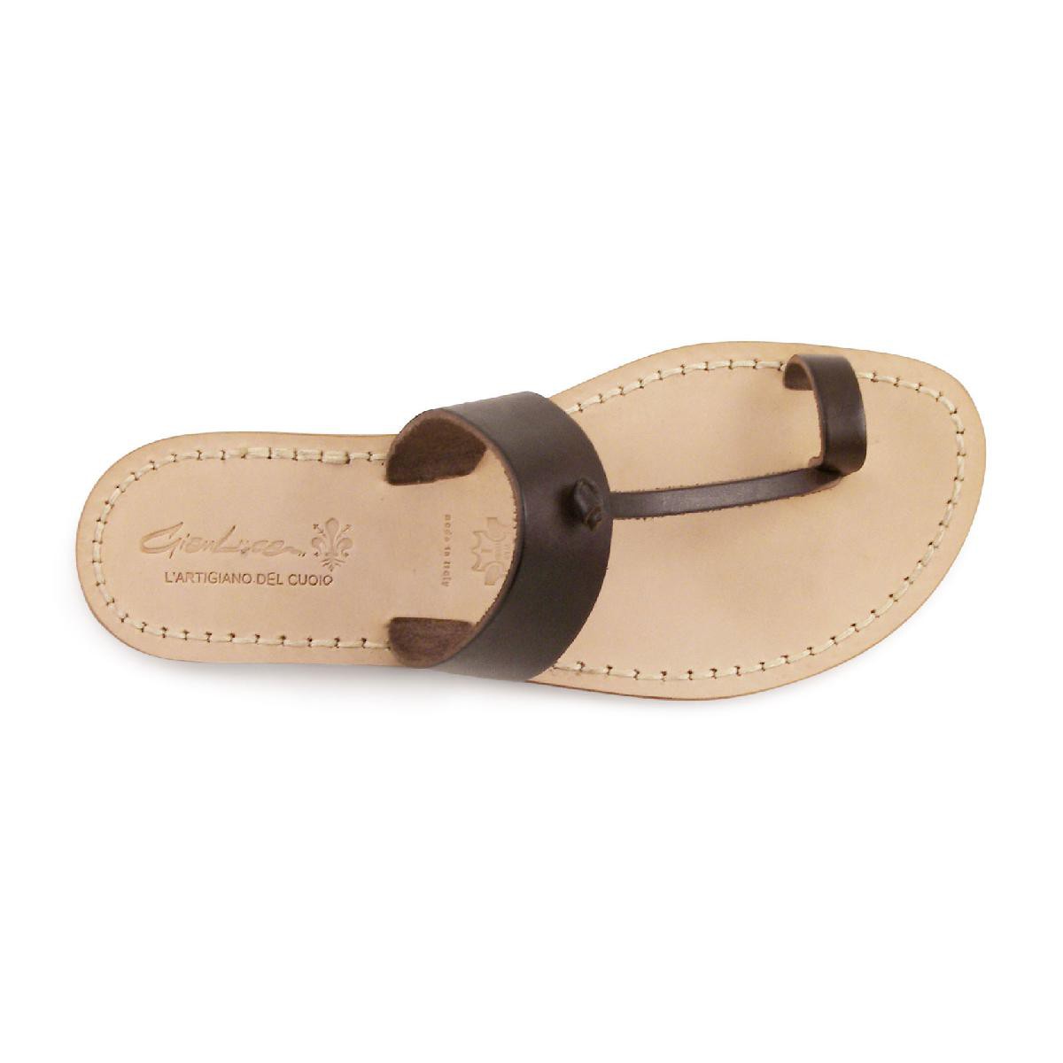Brown leather thong sandals Handmade in Italy | The leather craftsmen
