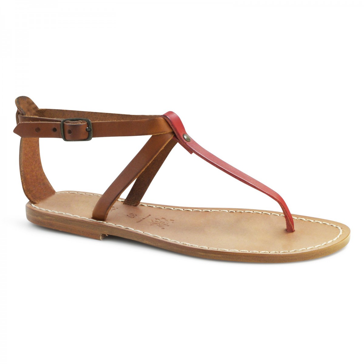 red two strap sandals