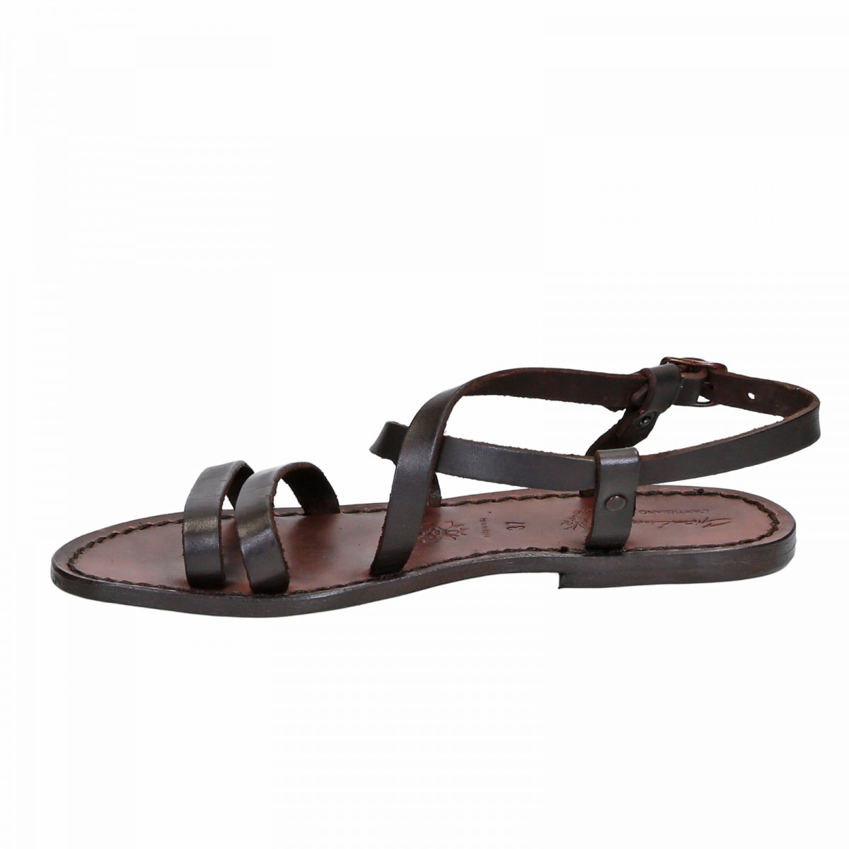 Women's brown leather sandals hand made in Italy | The leather craftsmen