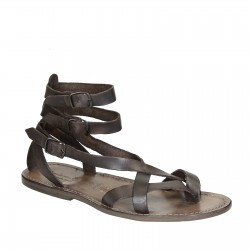Brown men's gladiator sandals Handmade in Italy | The leather craftsmen