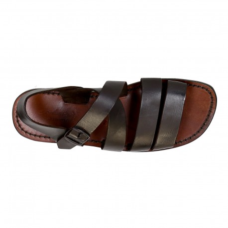 Handmade in Italy mens sandals in dark brown leather | The leather ...