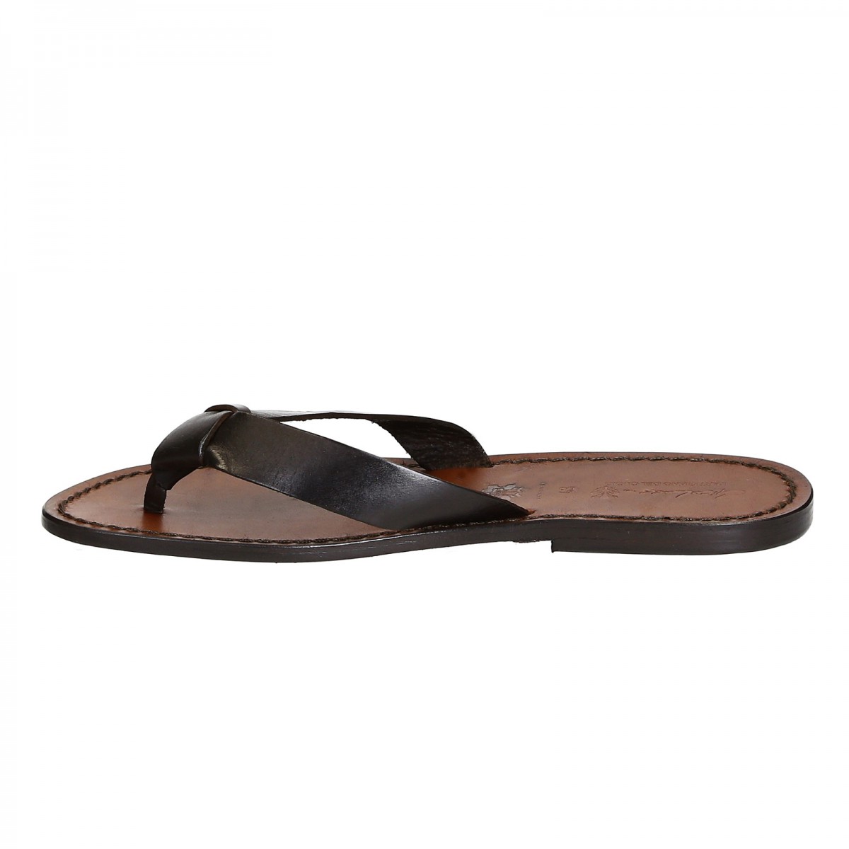 mens leather sole flip flops