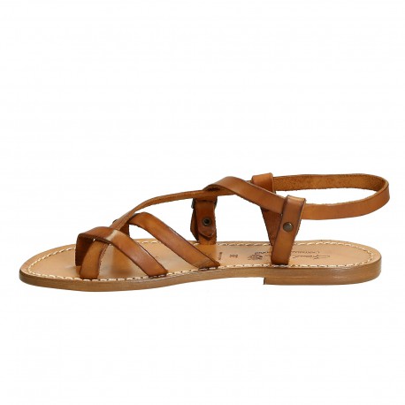 Handmade in Italy womens slave sandals in vintage cuir leather | The ...