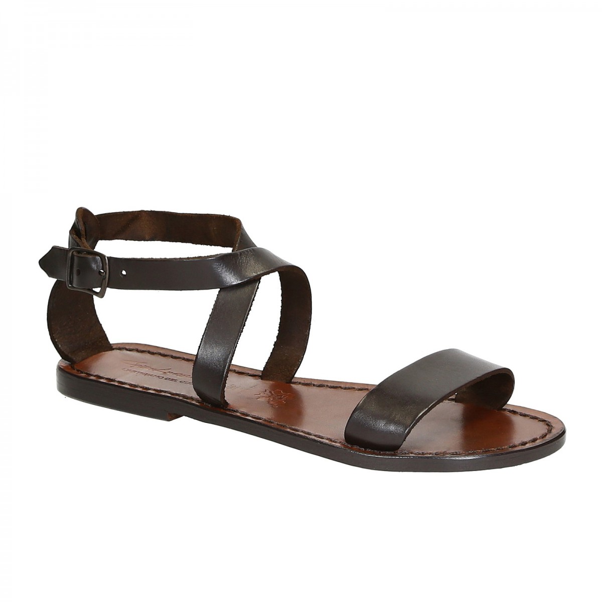 Womens sandals in Dark Brown Leather handmade in Italy | The leather ...