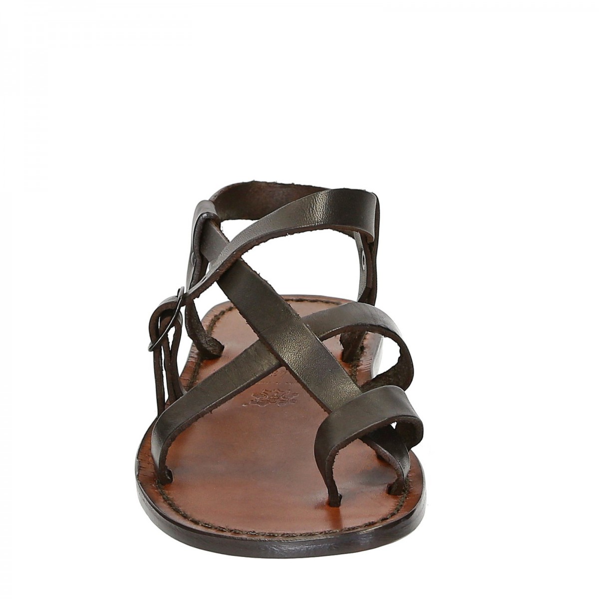 Handmade men's sandals in dark brown leather | Gianluca - The leather ...