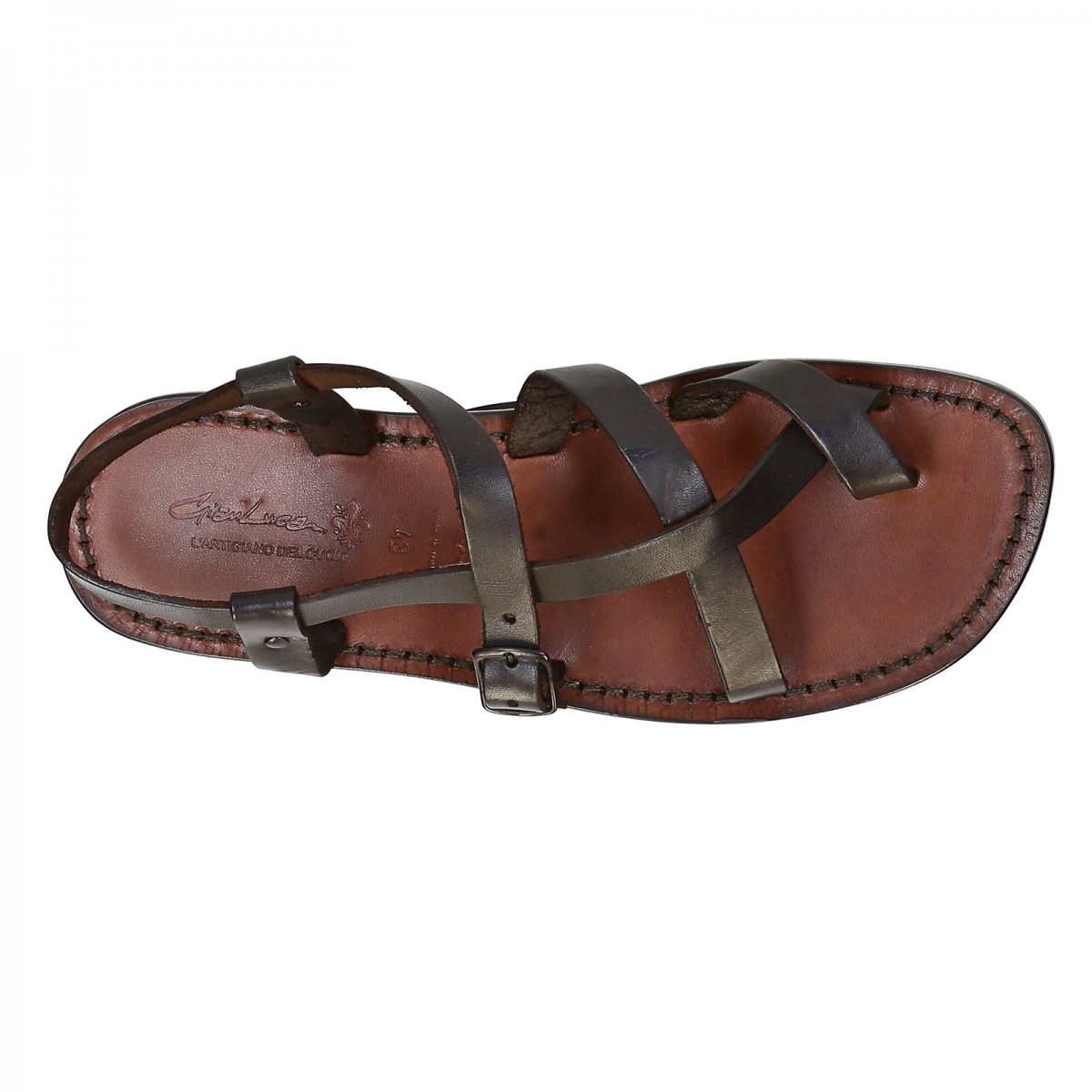 Handmade men's sandals in dark brown leather | The leather craftsmen