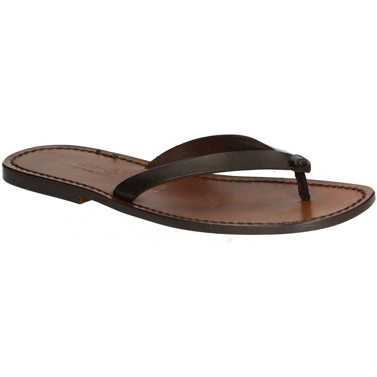 Dark brown leather thongs sandals for men Handmade | Gianluca - The ...