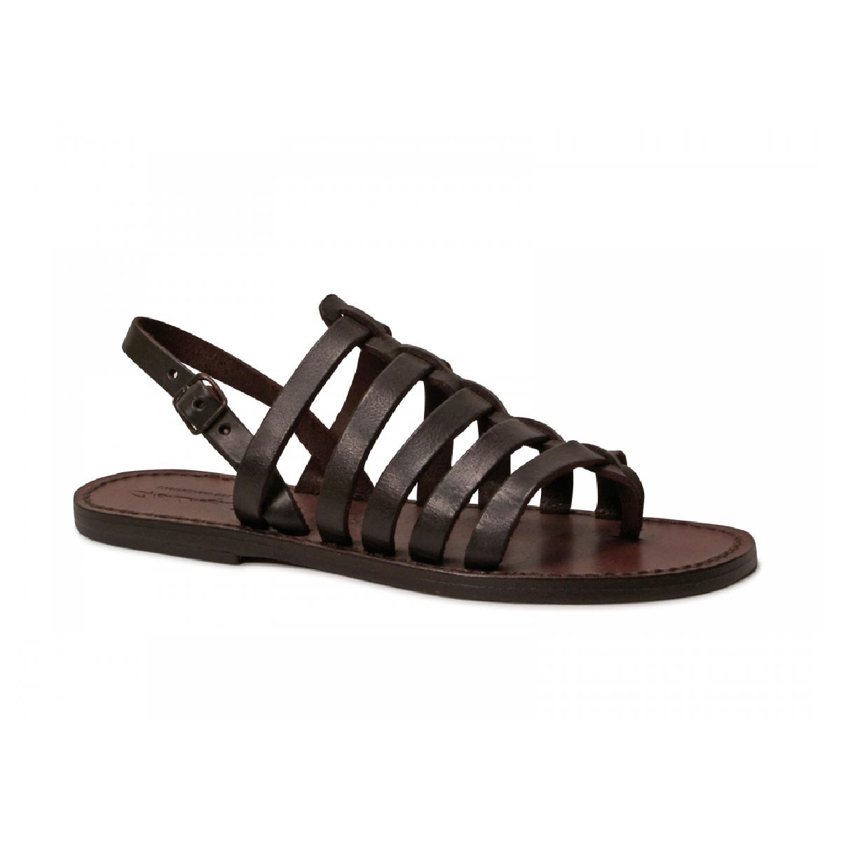 Womens brown Leather thong sandals handmade in Italy | Gianluca - The ...