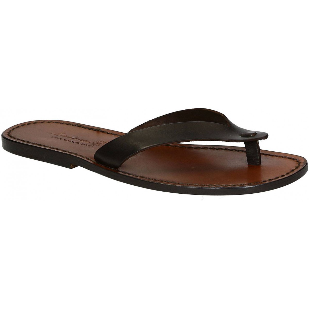 mens leather sole flip flops
