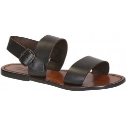 Handmade in Italy mens sandals in dark brown leather | The leather ...