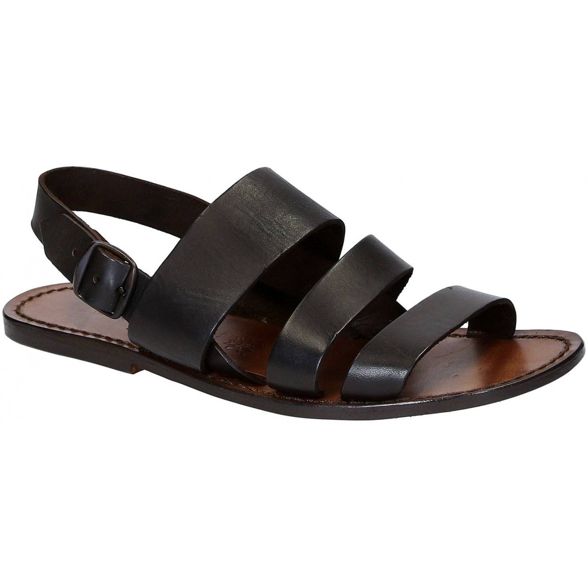 Brown Leather Sandals Handmade In Italy For Men S 