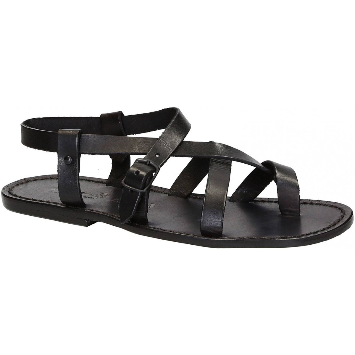 Mens Arabic Sandals Crown in Calf in Black & Grey – Atelier LC Handcrafted