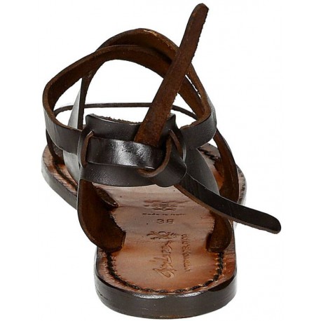 Women's dark brown leather sandals handmade in Italy | The leather ...