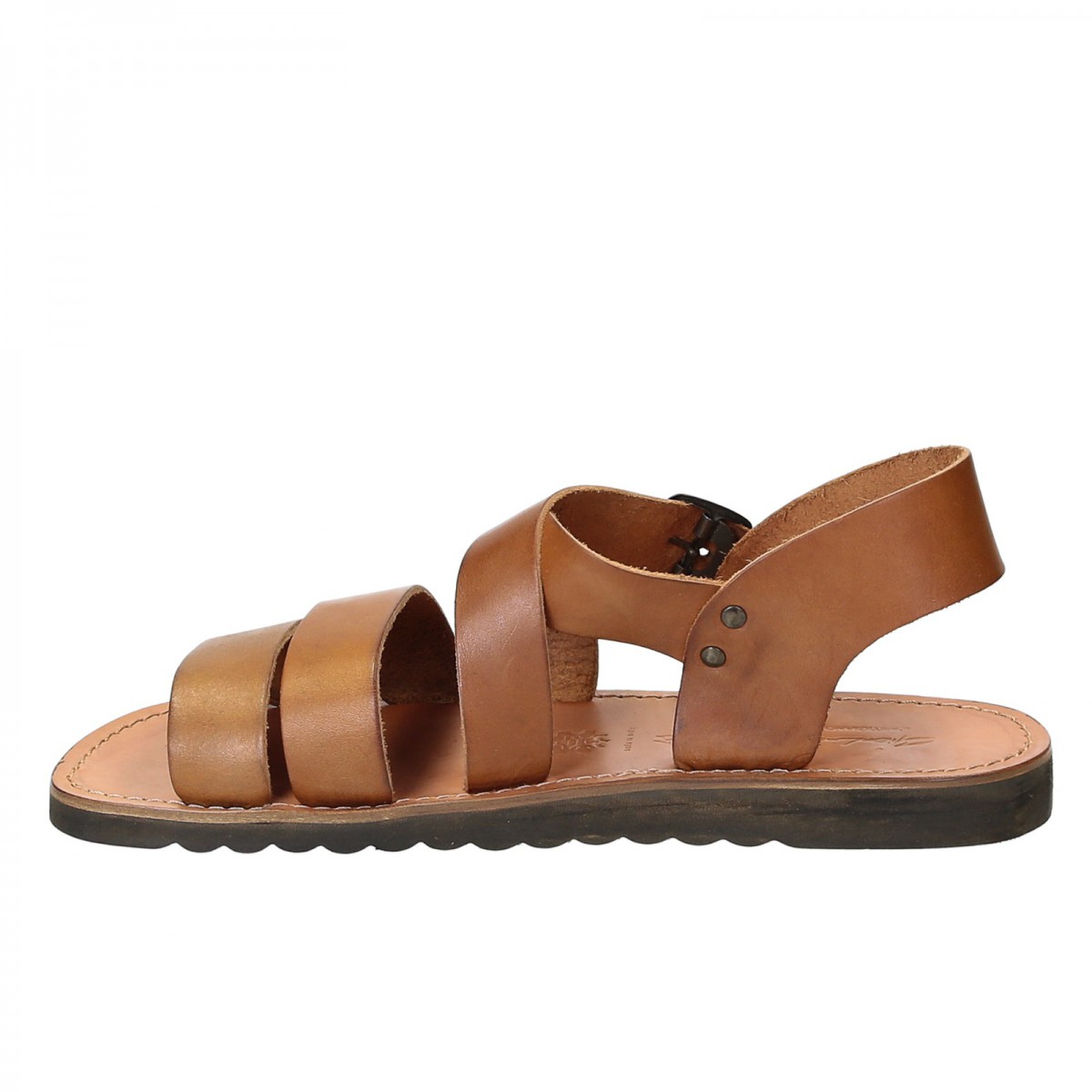 Handmade in Italy mens sandals in brown leather | The leather craftsmen