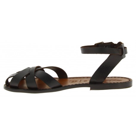 Handmade dark brown flat sandals for women real italian leather | The ...