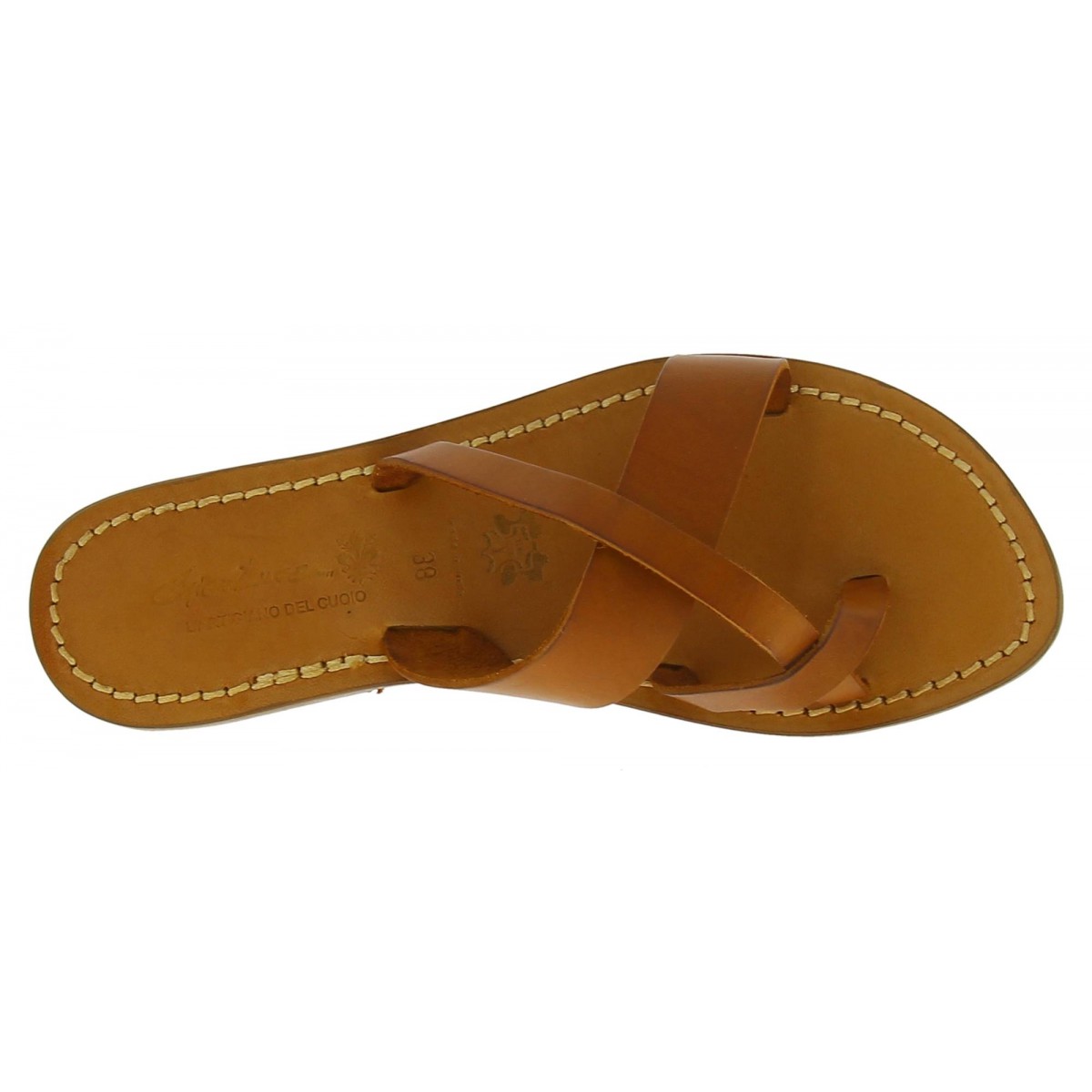 Women's thong sandals Handmade in Italy in tan calf leather | The ...