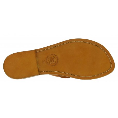 Women's thong sandals Handmade in Italy in tan calf leather | The ...