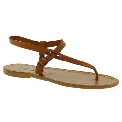 Handmade leather thong sandals for women in tan color | The leather ...