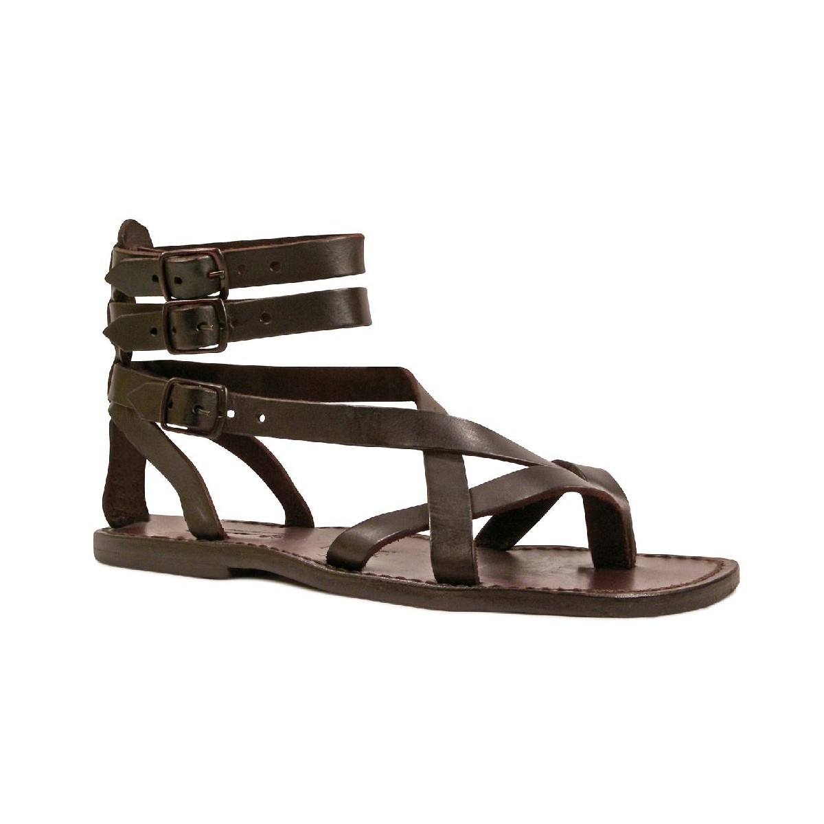 Brown men's gladiator sandals Handmade in Italy | The leather craftsmen