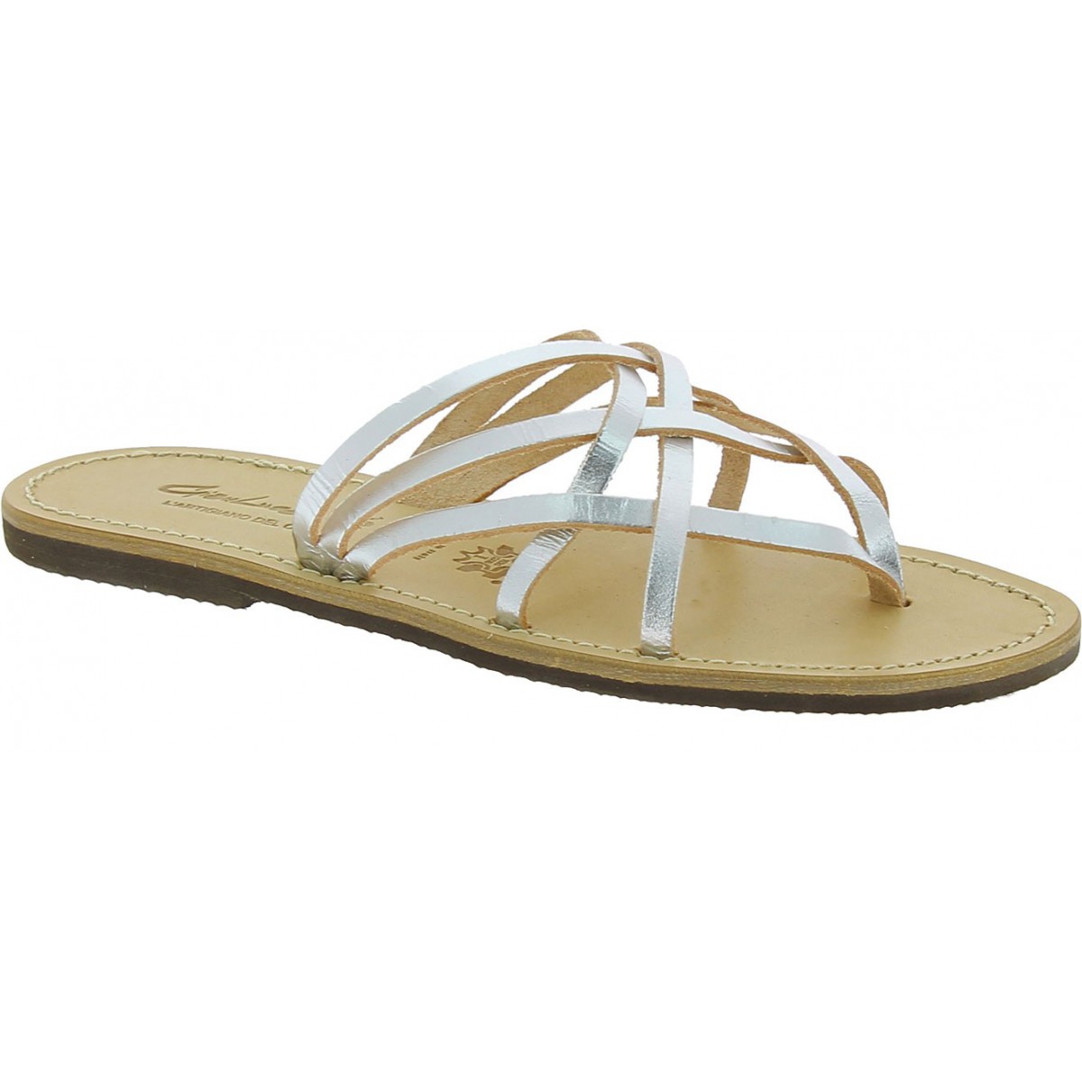 authentic USA online ASOS Leather-strings Leather flat gold sandals ...