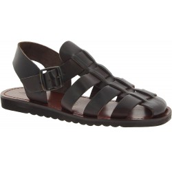 Brown leather sandals handmade in Italy for men's | The leather craftsmen