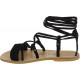 Gladiator-Sandalen damen schwarzes Nubukleder Handgefertigte