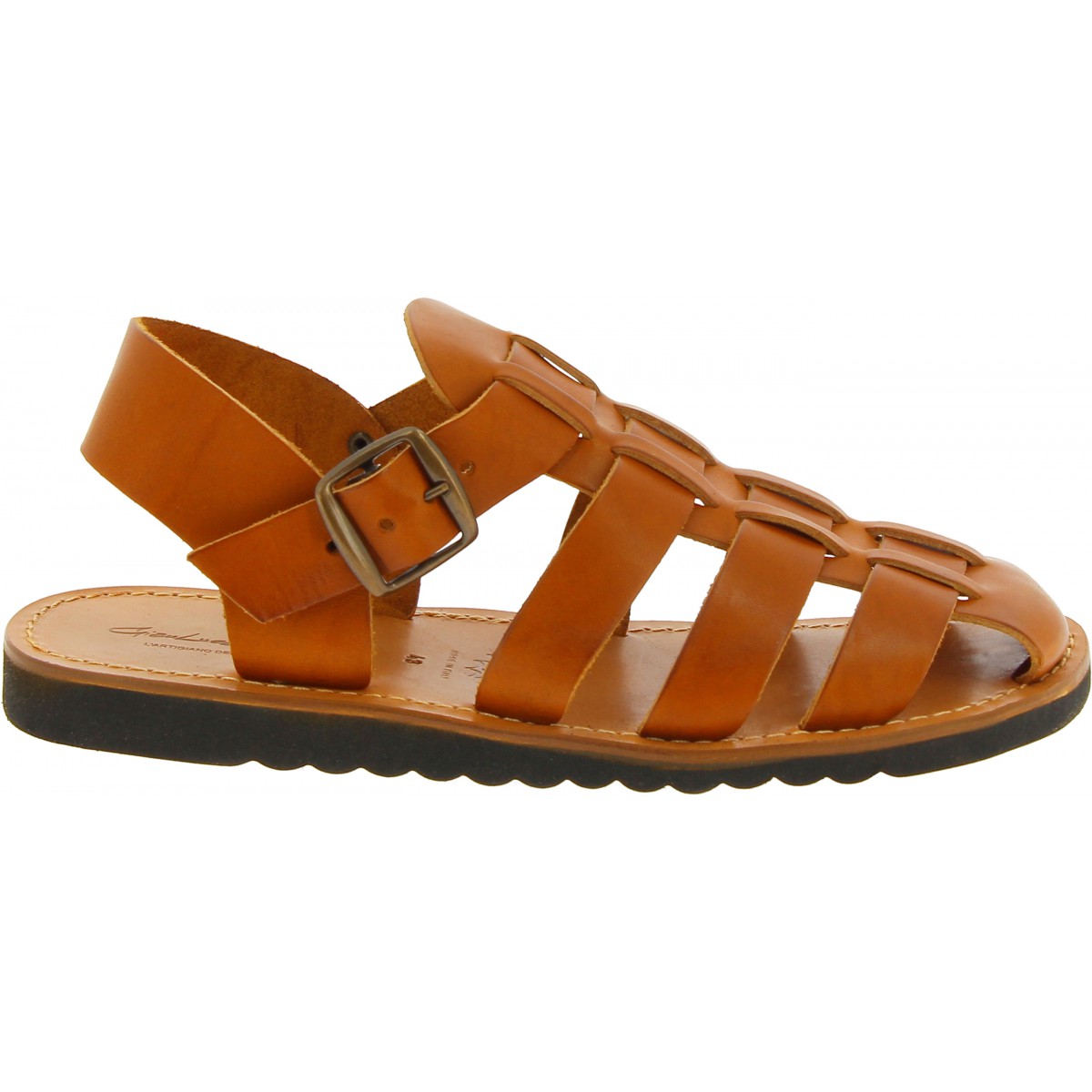 Handmade in Italy men's fisherman sandals in tan leather | The leather ...