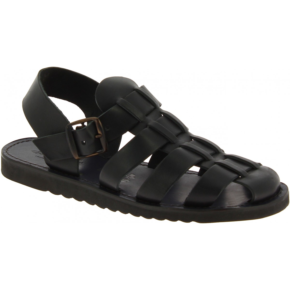 fisherman sandals in black leather 