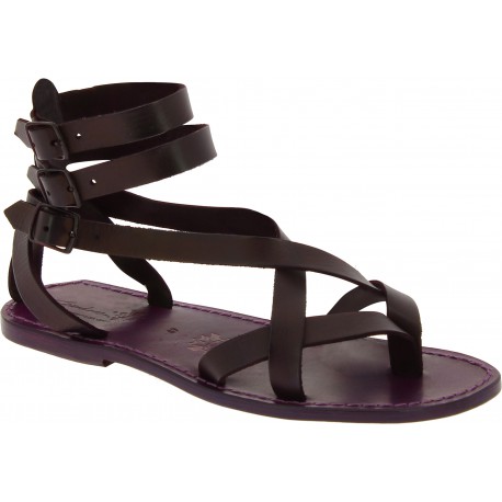 Men's violet leather roman gladiator sandals Handmade in Italy | The ...