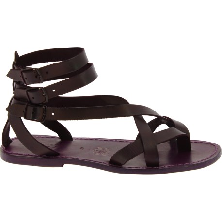 Men's violet leather roman gladiator sandals Handmade in Italy | The ...