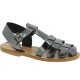 Flat sandals for women in titanium color leather Handmade in Italy