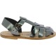 Flat sandals for women in titanium color leather Handmade in Italy