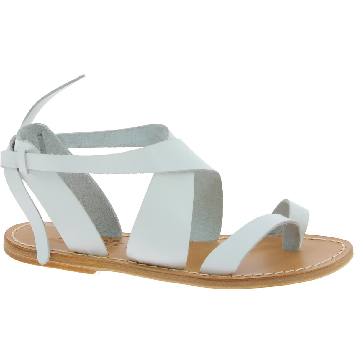 Women's sandals in white leather handmade in Italy | The leather craftsmen