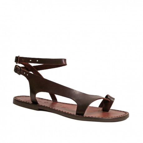 Brown leather thong sandals for women Handmade in Italy | The leather ...