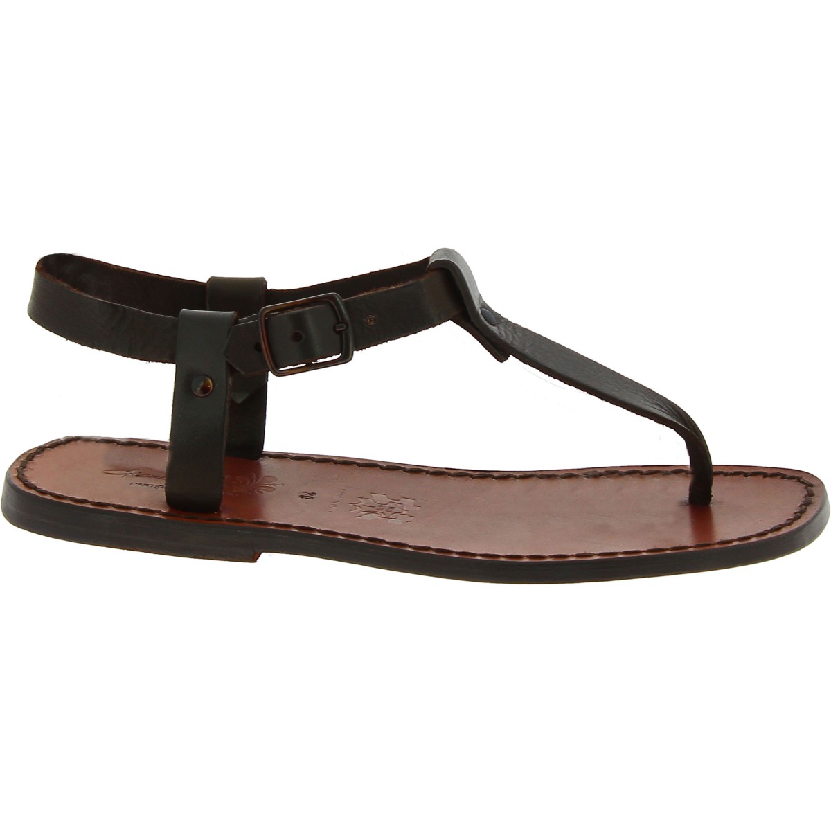 Handmade men's brown leather thong sandals | The leather craftsmen
