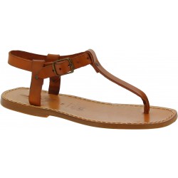 Handmade men's brown leather thong sandals | The leather craftsmen