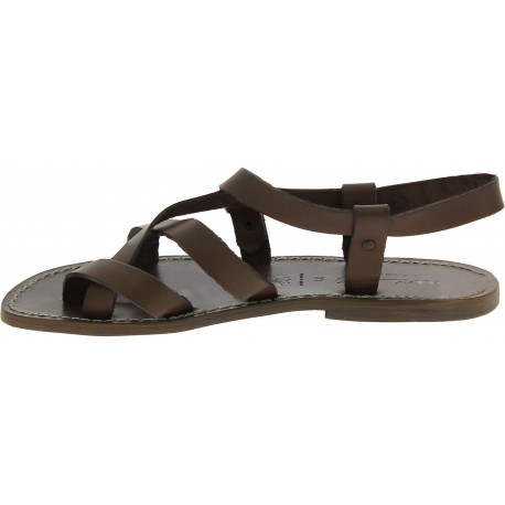 Gladiator sandals for men in mud color calf leather | The leather craftsmen