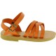 Geflochtene Gladiator sandalen für Jungen aus orangefarbenem Kalbs leder mit Schnallenverschluss