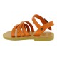 Geflochtene Gladiator sandalen für Jungen aus orangefarbenem Kalbs leder mit Schnallenverschluss