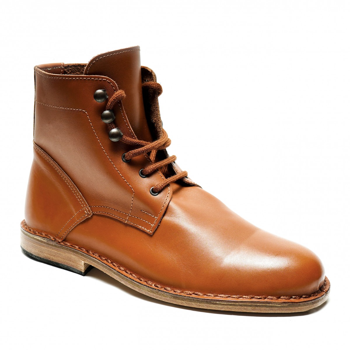 Mens Tan Leather Ankle Boots Handmade In Italy 