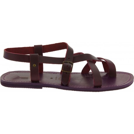Gladiator sandals for men in violet color calf leather | The leather ...
