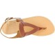 Women's handmade drop-shaped thong sandals in brown calfskin