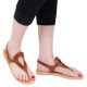 Women's handmade drop-shaped thong sandals in brown calfskin