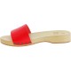 Handmade wooden clog slippers for men with red leather band