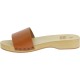 Handmade wooden clogs for men with tan leather band