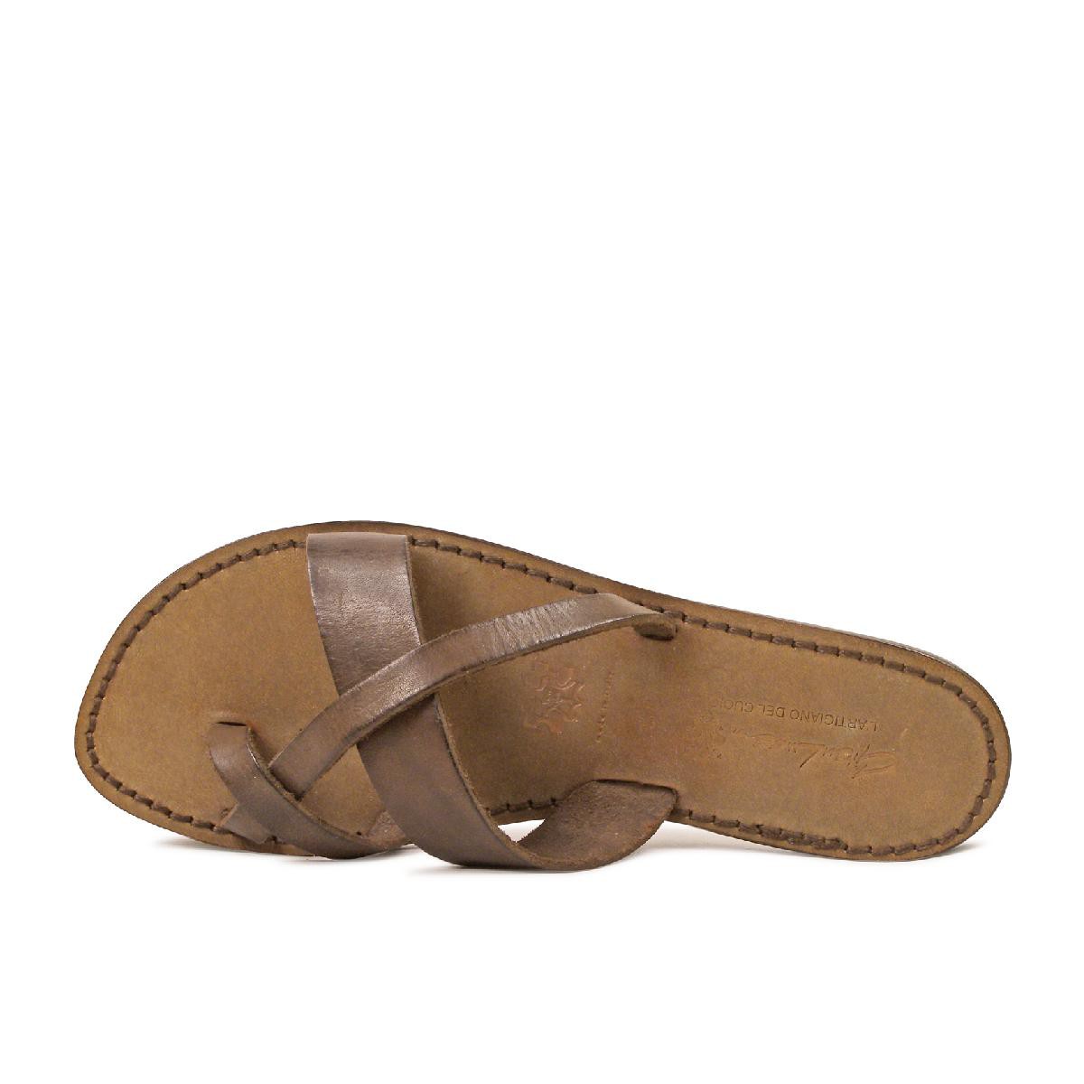 Women's leather thong sandals Handmade in Italy in mud cuir leather ...