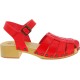 Handmade women's clogs with red leather cage upper