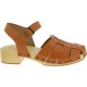 Women's clogs with tan leather cage upper Handmade