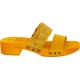 Yellow mules with leather and rafia band Handmade